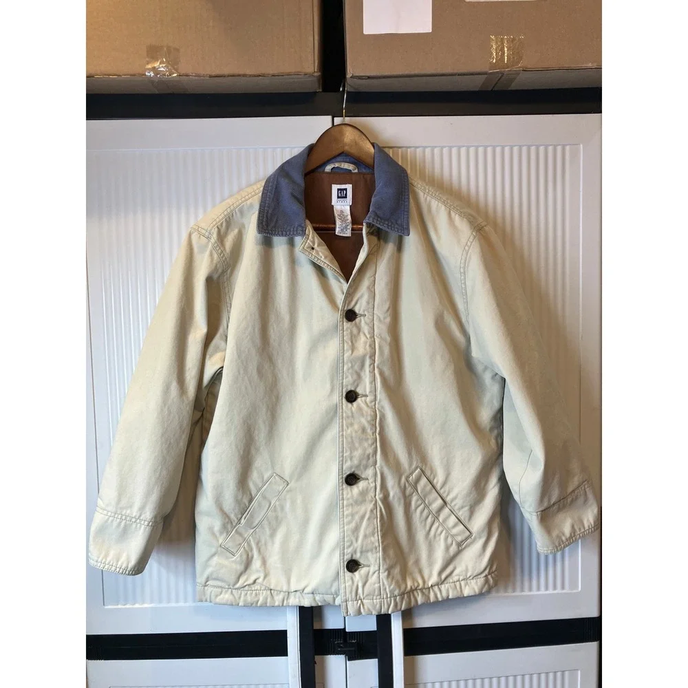 Gap‎ Youth Khaki Corduroy Collar Lined Barn/Trucker/Chore Jacket Size XL 12 Boys